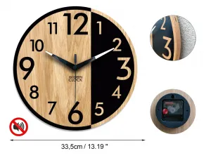 ModernClock Drevené nástenné hodiny Alfred 33 cm dub prírodný/čierny