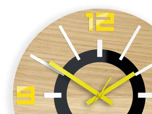 ModernClock Drevené nástenné hodiny Alladyn 33,5 cm dub prírodný/žltý