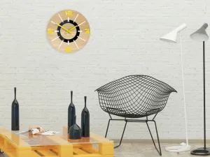 ModernClock Drevené nástenné hodiny Alladyn 33,5 cm dub prírodný/žltý