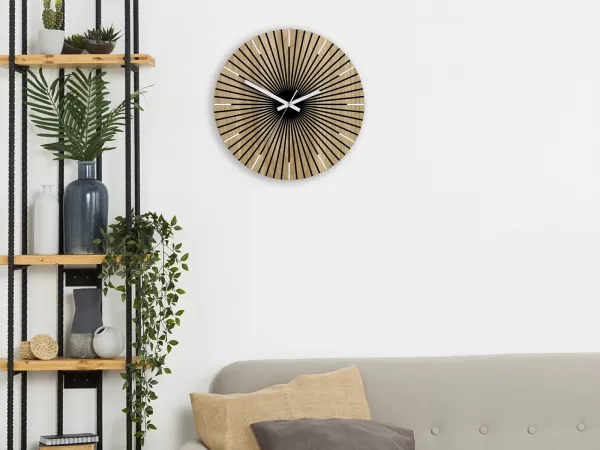 ModernClock Drevené nástenné hodiny Arian 33 cm dub prírodný/čierny