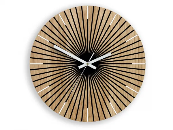 ModernClock Drevené nástenné hodiny Arian 33 cm dub prírodný/čierny