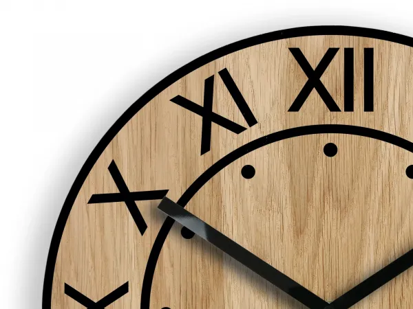 ModernClock Drevené nástenné hodiny Artur 33 cm dub prírodný/čierny