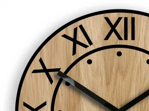 ModernClock Drevené nástenné hodiny Artur 33 cm dub prírodný/čierny