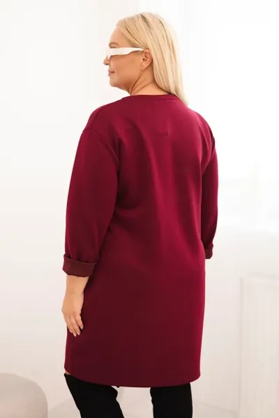 Legínovo Dámske plus size šaty maslové s vreckom a 3/4 rukávom béžová Farba: Slivková, Veľkosť: UNI