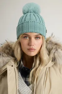 Čapica Woolrich Beanie Cashmere Pom Pom Chinois Green