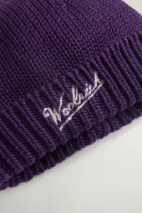 Čapica Woolrich Merino Wool Logo Beanie Grape