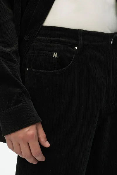 Nohavice Karl Lagerfeld Corduroy Pants Black