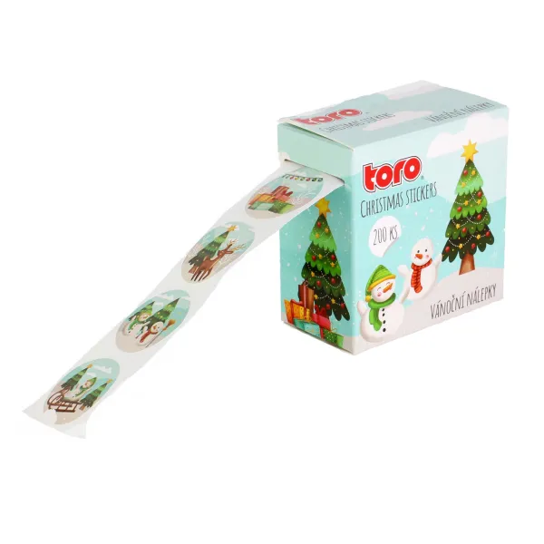 Darčekové nálepky 2,5cm TORO 200ks modré vianočné