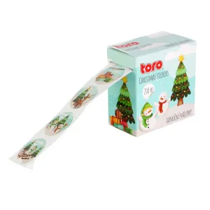Darčekové nálepky 2,5cm TORO 200ks modré vianočné