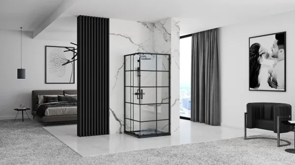 REA/S - Sprchovací kút CONCEPT 90x90 - čierny So sprchovou vaničkou Savoy black KPL-K1002
