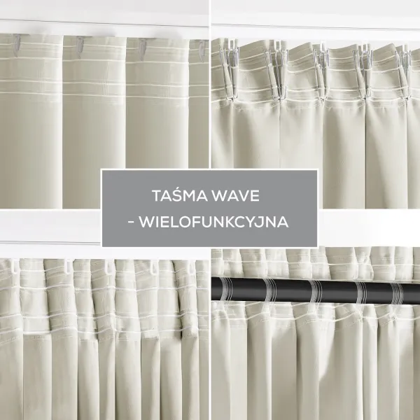 Záves AmeliaHome Blackout s multifunkčnou páskou 140x270 cm krémový, veľkosť 140x270