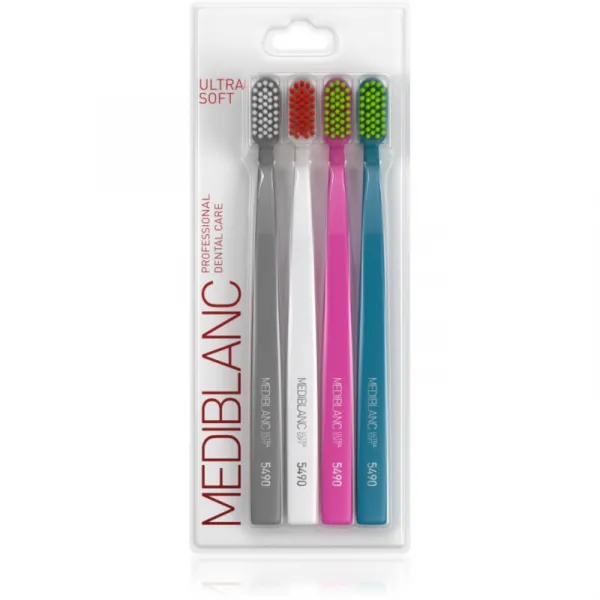 MEDIBLANC 5490 Ultra Soft zubné kefky ultra soft Grey, White, Pink, Blue 4 ks