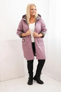Legínovo Dámska zimná prešívaná bunda Plus Size s leopardím vzorom a kapucňou hnedá Farba: Tmavoružová, Veľkosť: UNI