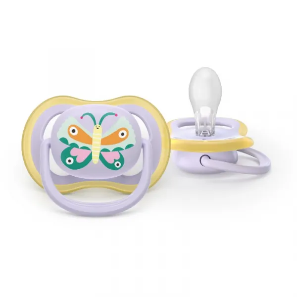 Philips AVENT Cumlík Ultra air fialová/žltá 0-6m obrázok dievča 2ks