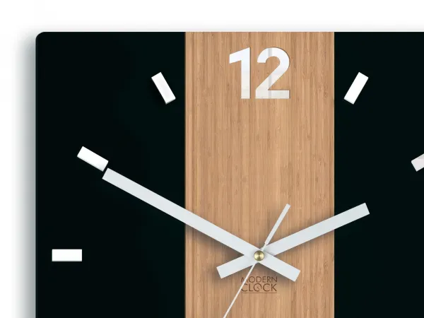 ModernClock Bambusové nástěnné hodiny Primo 30 cm hnědé/černé II