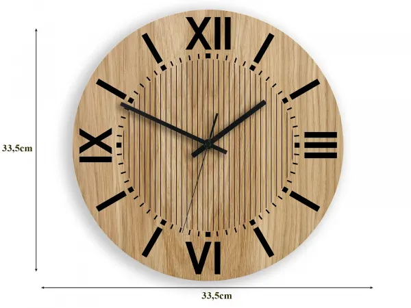 ModernClock Dřevěné nástěnné hodiny Santiago 33 cm dub přírodní/černé