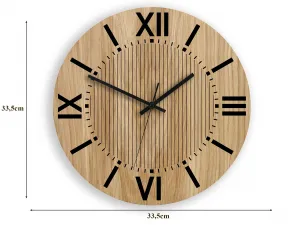 ModernClock Dřevěné nástěnné hodiny Santiago 33 cm dub přírodní/černé