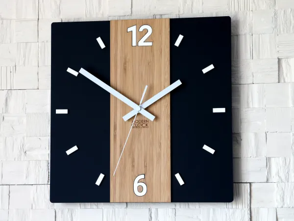 ModernClock Bambusové nástěnné hodiny Primo 30 cm hnědé/černé II