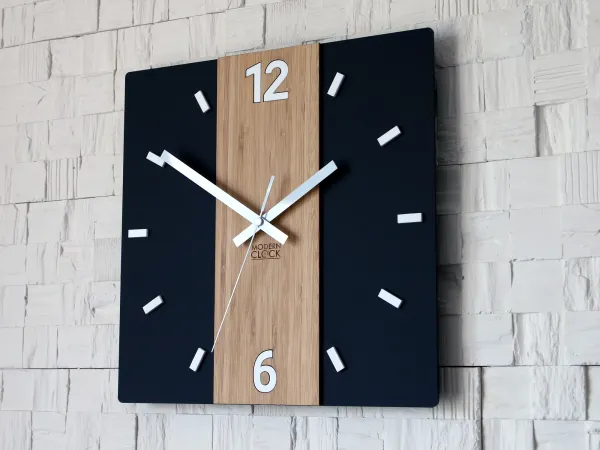 ModernClock Bambusové nástěnné hodiny Primo 30 cm hnědé/černé II