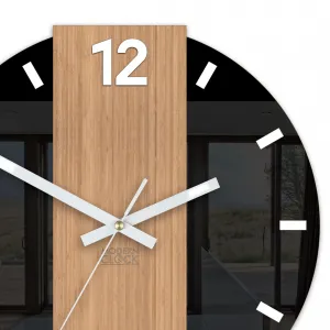 ModernClock Bambusové nástěnné hodiny Primo 30 cm hnědé/černé