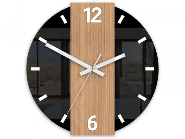 ModernClock Bambusové nástěnné hodiny Primo 30 cm hnědé/černé