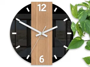 ModernClock Bambusové nástěnné hodiny Primo 30 cm hnědé/černé