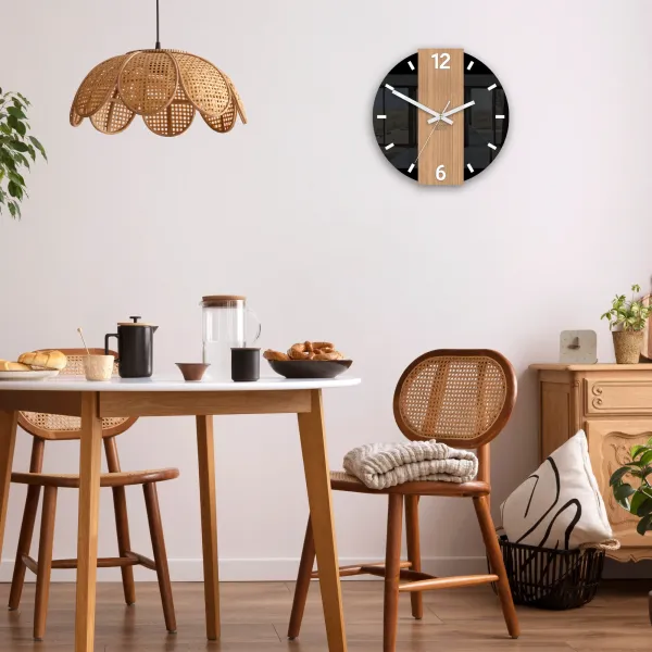 ModernClock Bambusové nástěnné hodiny Primo 30 cm hnědé/černé