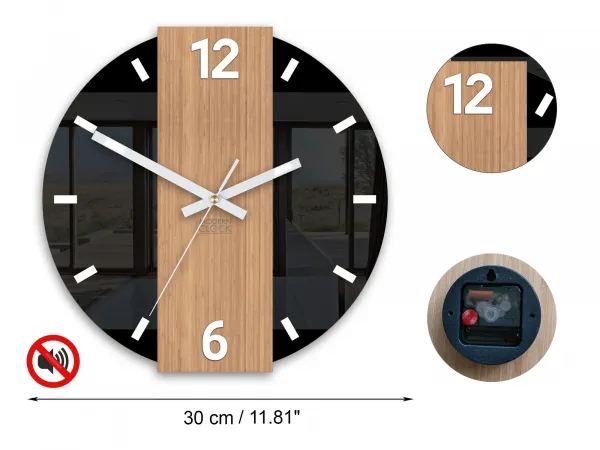 ModernClock Bambusové nástěnné hodiny Primo 30 cm hnědé/černé