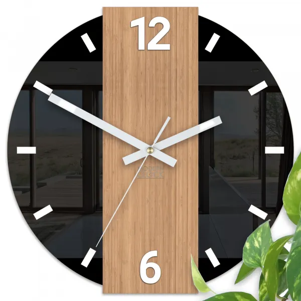 ModernClock Bambusové nástěnné hodiny Primo 30 cm hnědé/černé