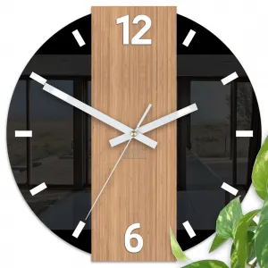 ModernClock Bambusové nástěnné hodiny Primo 30 cm hnědé/černé