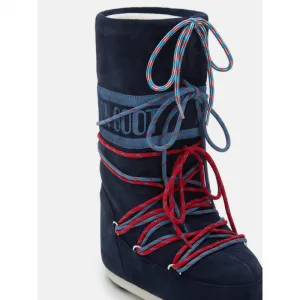 Vysoké zimné topánky MOON BOOT MB ICON SUEDE LACES-F017 BLUE NAVY