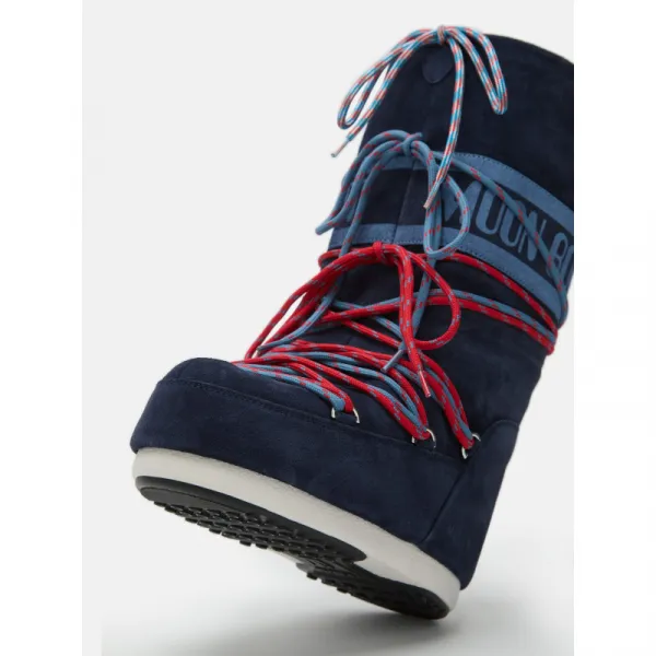 Vysoké zimné topánky MOON BOOT MB ICON SUEDE LACES-F017 BLUE NAVY
