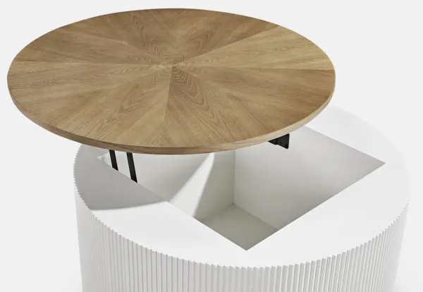 LivinHill Konferenční stolek Stilig ST580 80 cm z masivu ecru/jilm