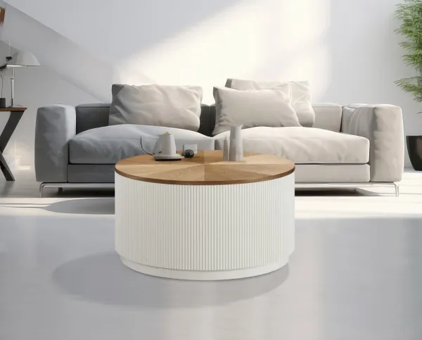 LivinHill Konferenční stolek Stilig ST580 80 cm z masivu ecru/jilm