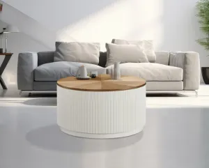 LivinHill Konferenční stolek Stilig ST580 80 cm z masivu ecru/jilm