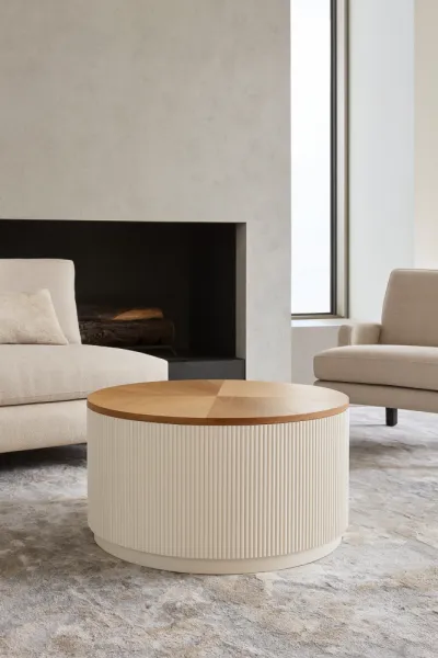 LivinHill Konferenční stolek Stilig ST580 80 cm z masivu ecru/jilm