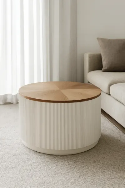LivinHill Konferenční stolek Stilig ST580 80 cm z masivu ecru/jilm