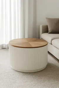 LivinHill Konferenční stolek Stilig ST580 80 cm z masivu ecru/jilm
