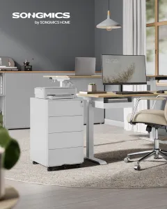 SONGMICS Mobilná kancelárska skrinka, 4 zásuvky, cm, biela