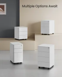 SONGMICS Mobilná kancelárska skrinka, 4 zásuvky, cm, biela