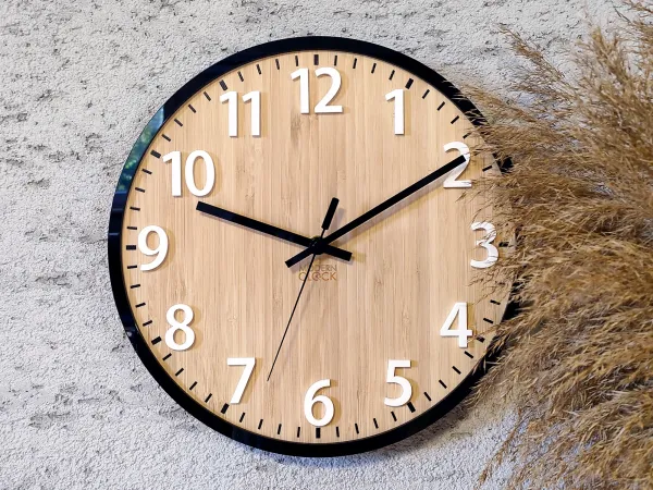 ModernClock Bambusové nástenné hodiny Diana 30 cm hnedé/čierne