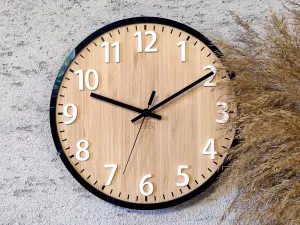ModernClock Bambusové nástenné hodiny Diana 30 cm hnedé/čierne