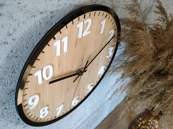 ModernClock Bambusové nástenné hodiny Diana 30 cm hnedé/čierne