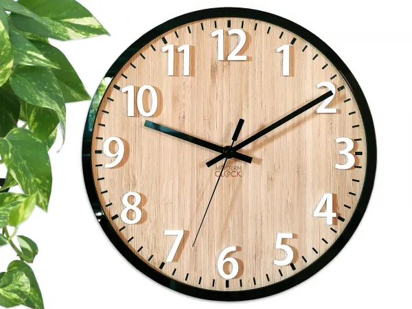 ModernClock Bambusové nástenné hodiny Diana 30 cm hnedé/čierne