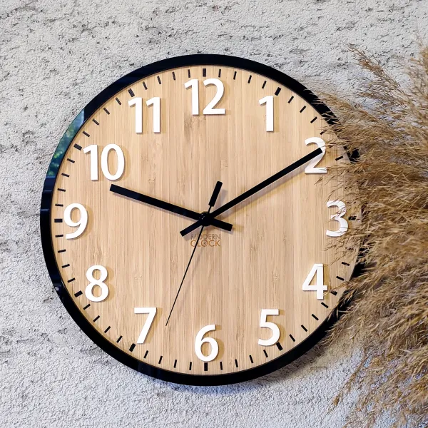 ModernClock Bambusové nástenné hodiny Diana 30 cm hnedé/čierne