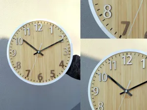 ModernClock Bambusové nástenné hodiny Karina 30 cm hnedé/biele