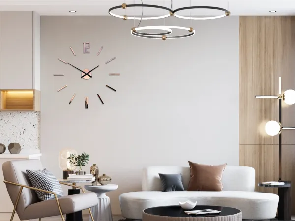 ModernClock Nástenné samolepiace hodiny Carlo 75 cm hnedé