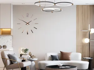 ModernClock Nástenné samolepiace hodiny Carlo 75 cm hnedé