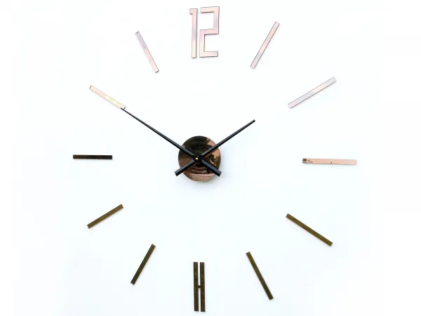 ModernClock Nástenné samolepiace hodiny Carlo 75 cm hnedé