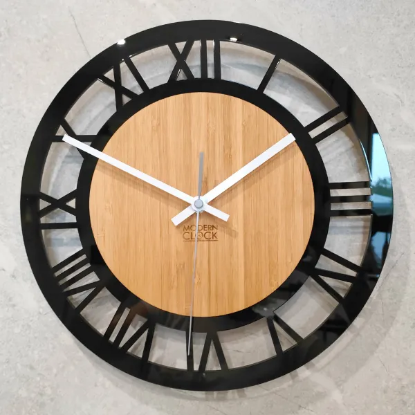 ModernClock Bambusové nástenné hodiny Verona 30 cm hnedé/čierne